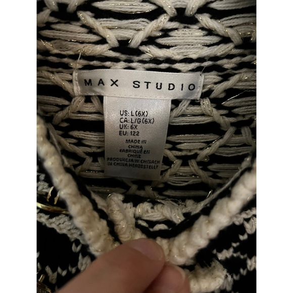 Max Studio Cardigan, Kid’s L (6X), Black & White - Picture 4 of 11